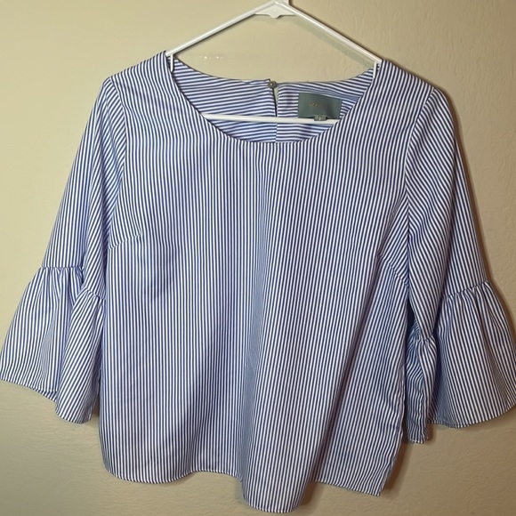 LOVE YOU MORE BLUE/WHITE STRIPED BLOUSE